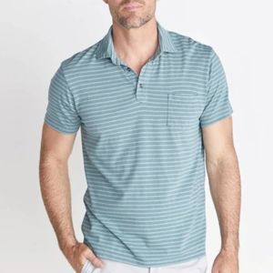 Marine Layer Striped Blue Polo Shirt